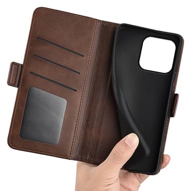SKALO iPhone 15 Plus Premium Wallet Lompakkokotelo - Ruskea
