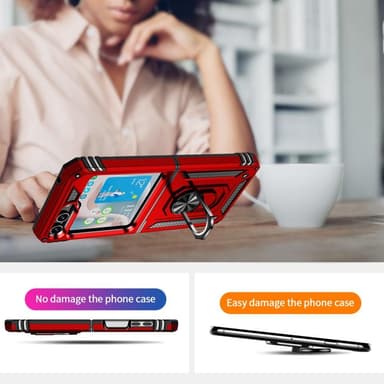 SKALO Samsung Z Flip5 Armor Hybridi metallirengas kuori - Punainen