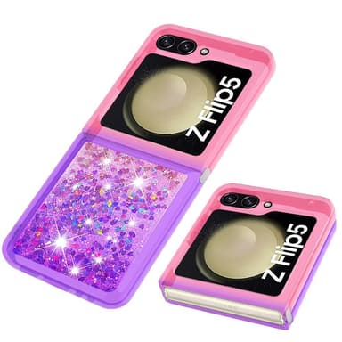 SKALO Samsung Z Flip5 Juoksuhiekka Glitter Sydämet TPU kuori - Pinkki-Violetti