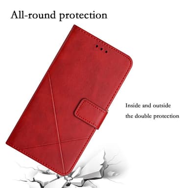 SKALO iPhone 15 Kohokuvioitu PU Nahka Lompakkokotelo - Punainen