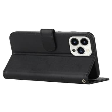 SKALO iPhone 15 Pro Embossed Triangle Lompakkokotelo - Musta