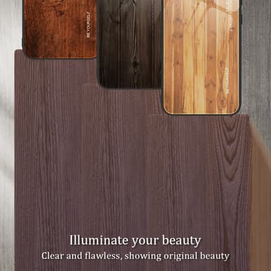 SKALO iPhone 15 Pro Max Wood karkaistu lasi TPU-suojakuori - Vaaleanruskea