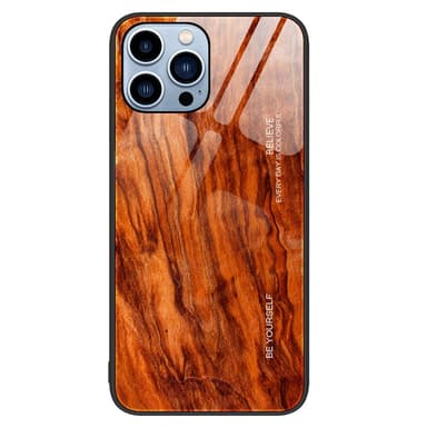 SKALO iPhone 15 Pro Max Wood karkaistu lasi TPU-suojakuori - Vaaleanruskea