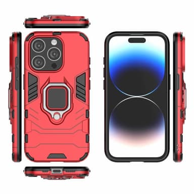 SKALO iPhone 15 Pro Max Armor Hybridi metallirengas kuori - Punainen