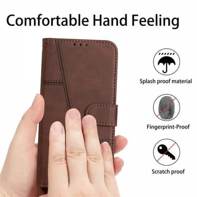 SKALO iPhone 15 Pro Embossed Triangle Lompakkokotelo - Ruskea