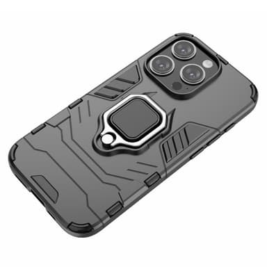 SKALO iPhone 15 Pro Max Armor Hybridi metallirengas kuori - Musta