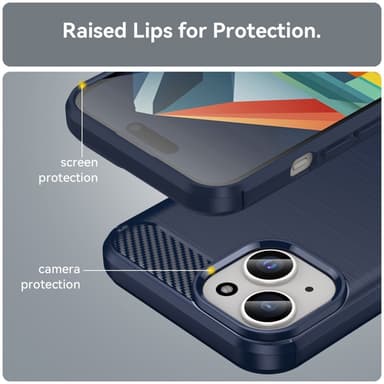 SKALO iPhone 15 Armor Carbon Iskunkestävä TPU suojakuori - Sininen