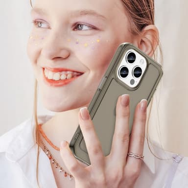 SKALO iPhone 15 Pro Läpinäkyvä TPU Metal Buttons Suojakuori - Harmaa