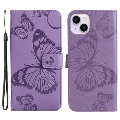 SKALO iPhone 15 Plus Mandala Butterfly lompakkokotelo - Violetti