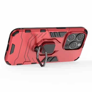 SKALO iPhone 15 Pro Max Armor Hybridi metallirengas kuori - Punainen