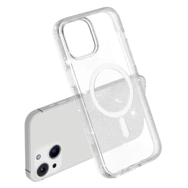 SKALO iPhone 15 Glitter Magnetic Ring TPU Suojakuori - Valkoinen