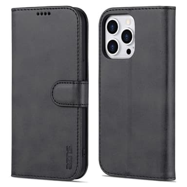 SKALO iPhone 15 Pro AZNS lompakkokotelo - Musta