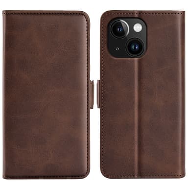 SKALO iPhone 15 Plus Premium Wallet Lompakkokotelo - Ruskea