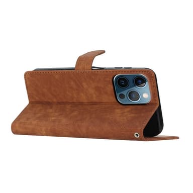SKALO iPhone 15 Pro Max Lompakkokotelo PU-nahkaa - Ruskea