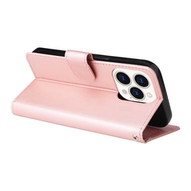SKALO iPhone 15 Plus Lompakkokotelo PU-nahkaa - Ruusukulta