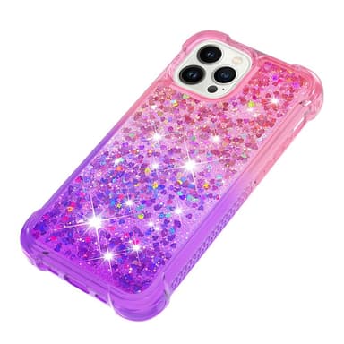 SKALO iPhone 15 Pro Max Juoksuhiekka Glitter Sydämet TPU kuori - Pinkki-Violetti
