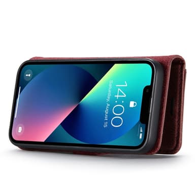DG MING iPhone 15 2-in-1 magneetti lompakkokotelo - Punainen