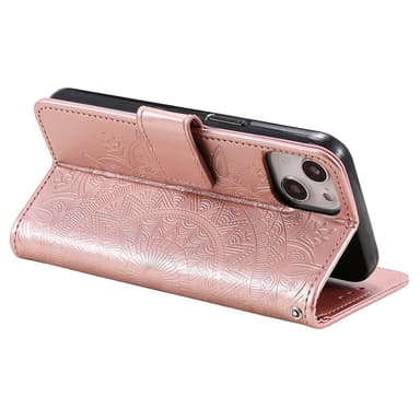 SKALO iPhone 15 Mandala lompakkokotelo - Ruusukulta