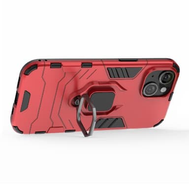 SKALO iPhone 15 Armor Hybridi metallirengas kuori - Punainen