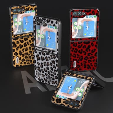 SKALO Samsung Z Flip5 ABEEL Leopardi Suojakuori - Hopea