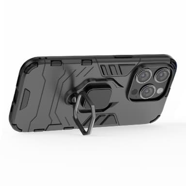 SKALO iPhone 15 Pro Max Armor Hybridi metallirengas kuori - Musta