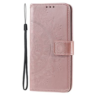 SKALO iPhone 15 Mandala lompakkokotelo - Ruusukulta