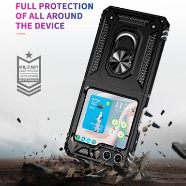 SKALO Samsung Z Flip5 Armor Hybridi metallirengas kuori - Musta