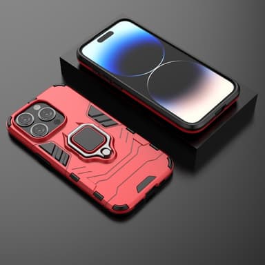 SKALO iPhone 15 Pro Max Armor Hybridi metallirengas kuori - Punainen