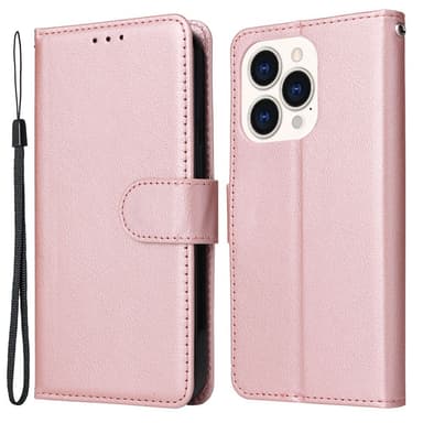 SKALO iPhone 15 Plus Lompakkokotelo PU-nahkaa - Ruusukulta