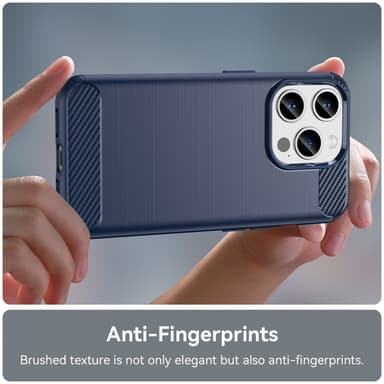 SKALO iPhone 15 Pro Armor Carbon Iskunkestävä TPU suojakuori - Sininen