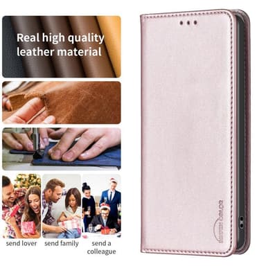 iPhone 15 Pro Max BINFEN COLOR Kohokuvioitu Lompakkokotelo - Ruusukulta