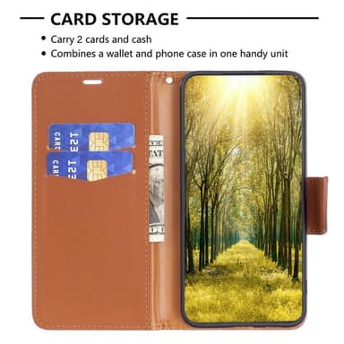 SKALO iPhone 15 Pro Max Litchi Lompakkokotelo - Ruskea