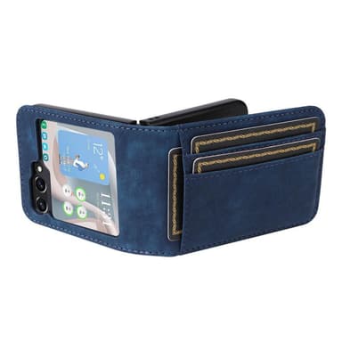 SKALO Samsung Z Flip5 PU-nahkainen Korttikotelo - Sininen