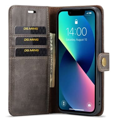 DG MING iPhone 15 2-in-1 magneetti lompakkokotelo - Harmaa