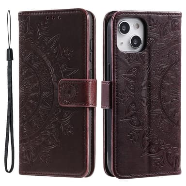 SKALO iPhone 15 Mandala lompakkokotelo - Ruskea