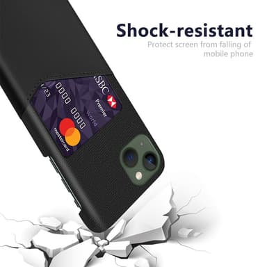 SKALO iPhone 15 Plus Premium PU Nahka kortinhaltija Suojakuori - Musta