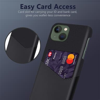 SKALO iPhone 15 Plus Premium PU Nahka kortinhaltija Suojakuori - Musta