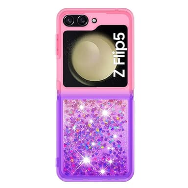SKALO Samsung Z Flip5 Juoksuhiekka Glitter Sydämet TPU kuori - Pinkki-Violetti