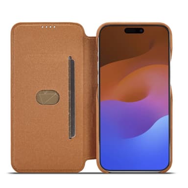 SKALO iPhone 15 Pro LC.IMEEKE Lompakkokotelo PU-nahkaa - Ruskea