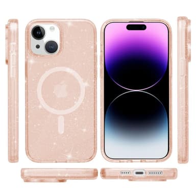 SKALO iPhone 15 Glitter Magnetic Ring TPU Suojakuori - Kulta