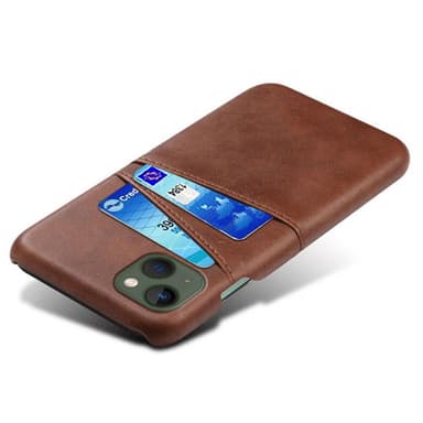 SKALO iPhone 15 PU-nahkainen Korttikotelo - Ruskea