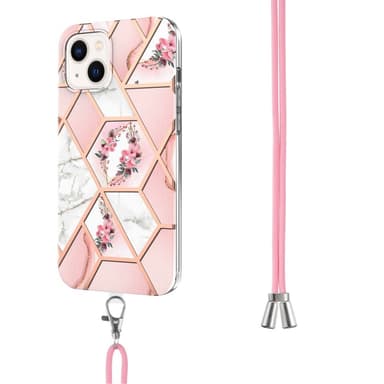 SKALO iPhone 15 Marmorinen Mobiilikauluksen suojakuori - Pinkki