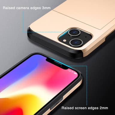 SKALO iPhone 15 Plus Armor Suojakuori korttikotelo - Kulta
