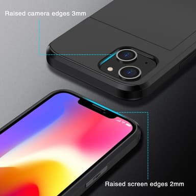 SKALO iPhone 15 Plus Armor Suojakuori korttikotelo - Musta