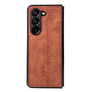 SKALO Samsung Z Fold5 AZNS PU-nahka suojakuori - Ruskea