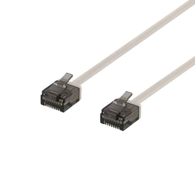 U/UTP Cat6a patch cable, flat, 2m, 1mm thick, grey