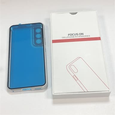 Magneettinen kaksipuolinen karkaistu lasi puhelinkotelo Samsung S22:lle Hopea