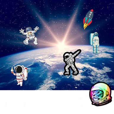 Tarrat Sarjakuva Astronaut Space Station 50 kpl Monivärinen