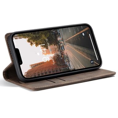 CASEME Retro lompakkokotelo iPhone 15 Plus -puhelimelle - Kahvi