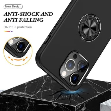 iPhone 15 Pro Max Sormirengas Kickstand Hybridikotelo - Musta